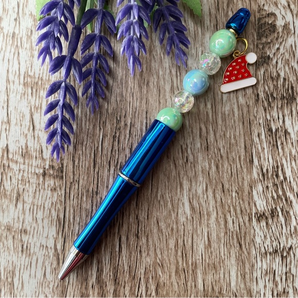 Handcrafted Christmas Pens Beaded Unique Artisan Gifts Office Accessories - Picture 5 of 9